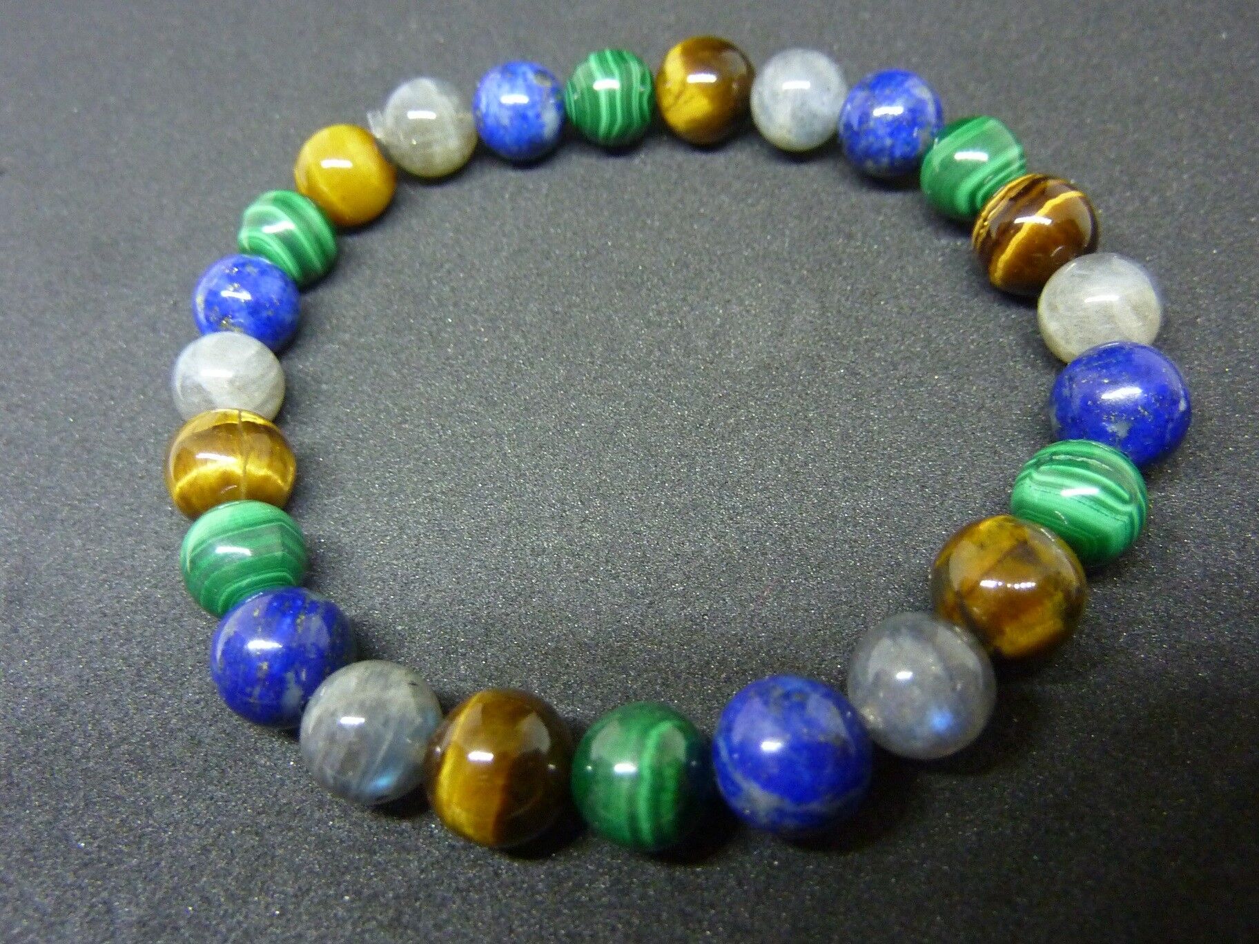 Bracelet Malachite-Lapis lazuli-oeil de tigre-Labradorite – Image 5