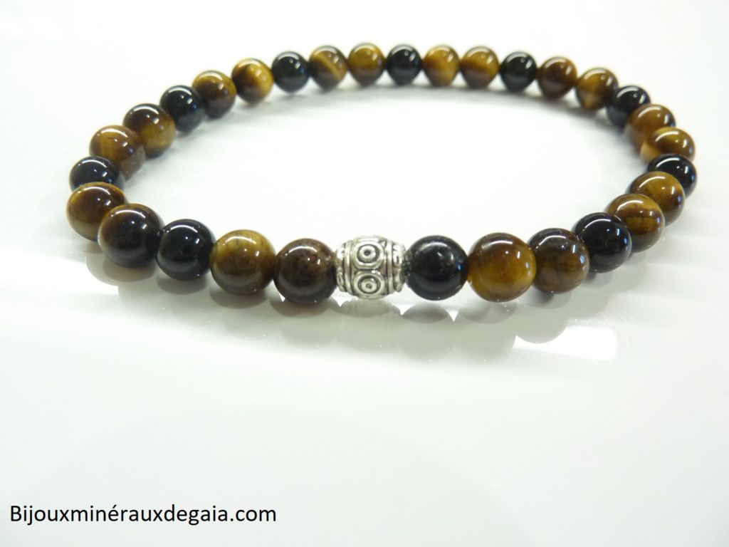 Bracelet œil de tigre-tourmaline noire protection extrême