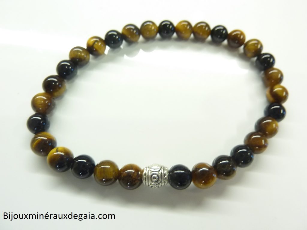 Bracelet Oeil de tigre-tourmaline noire protection extrème