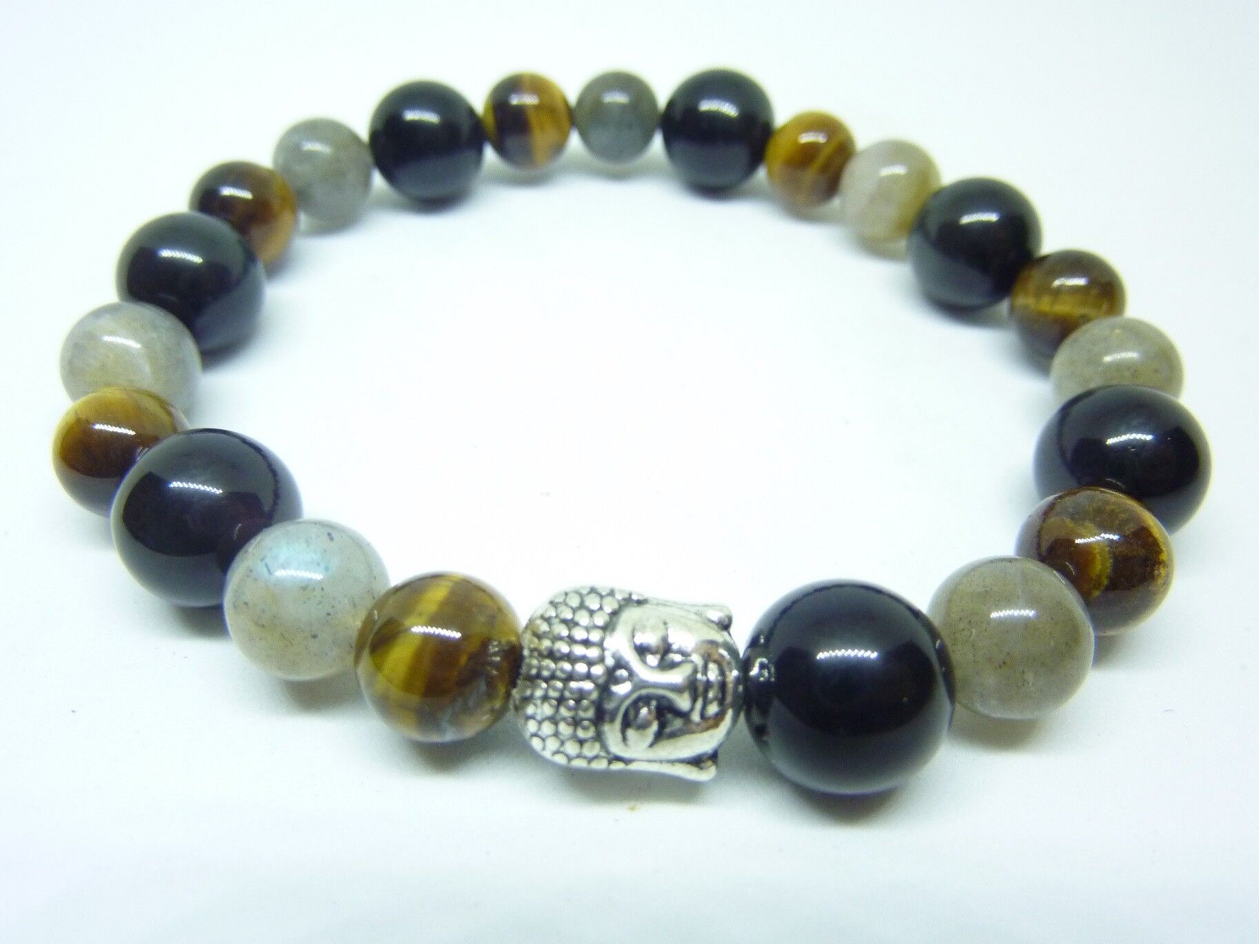 Bracelet protection Oeil de tigre-Labradorite-Obsidienne oeil céleste