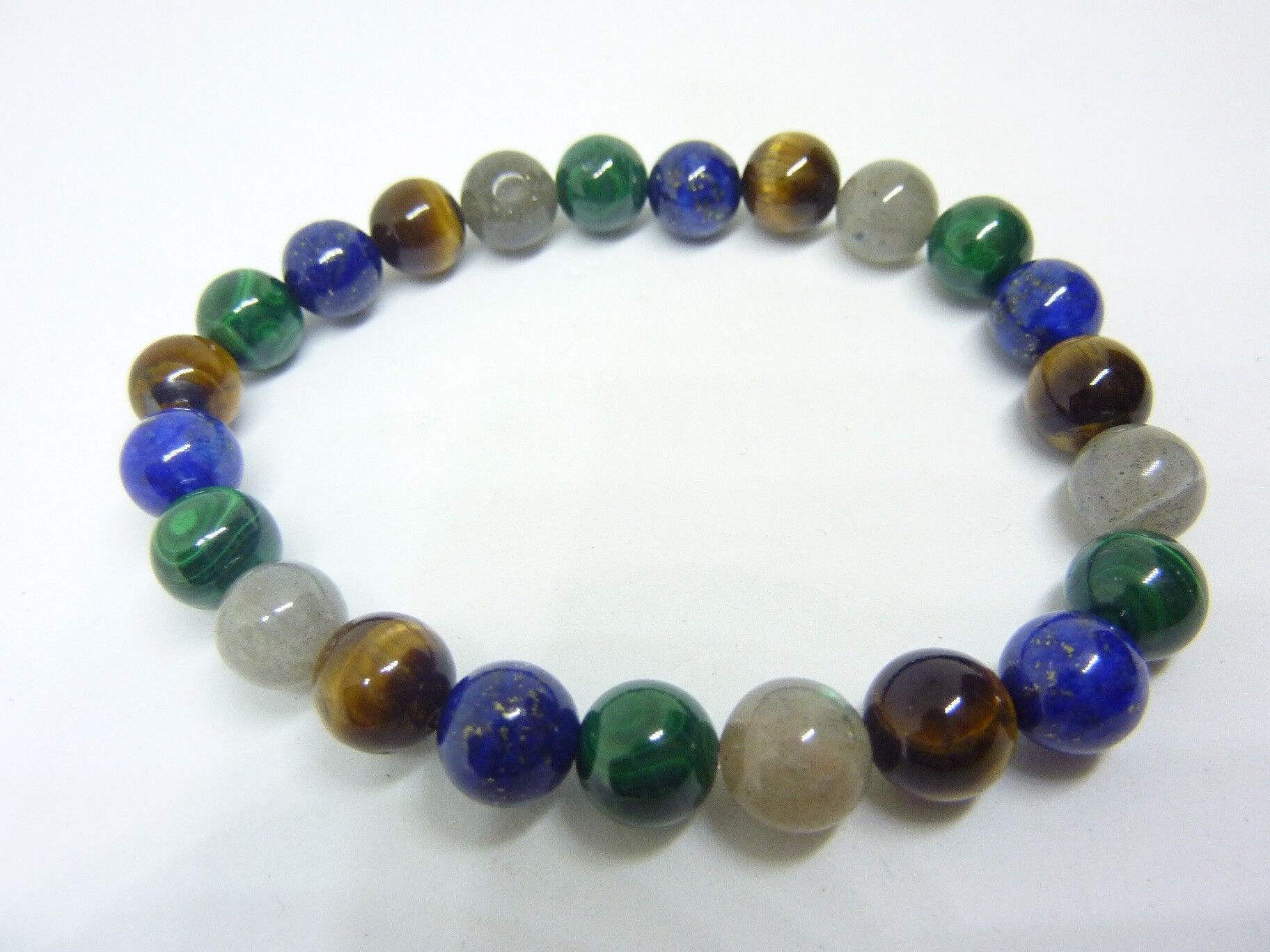 Bracelet Malachite-Lapis lazuli-oeil de tigre-Labradorite – Image 2