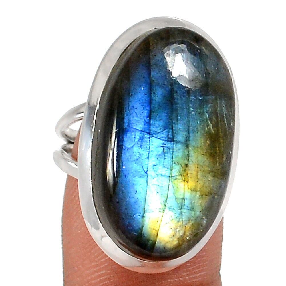 BAGUE EN LABRADORITE & ARGENT 925 TAILLE 52 3/4 ref 0384