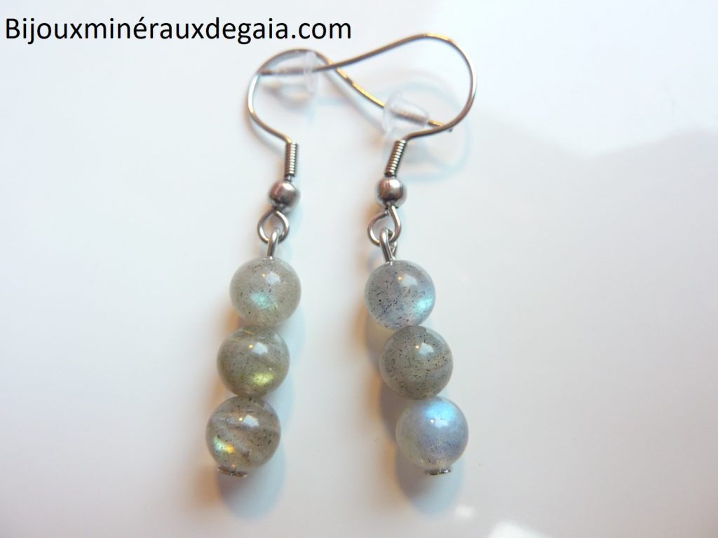 Boucles d'oreilles Labradorite 6 mm