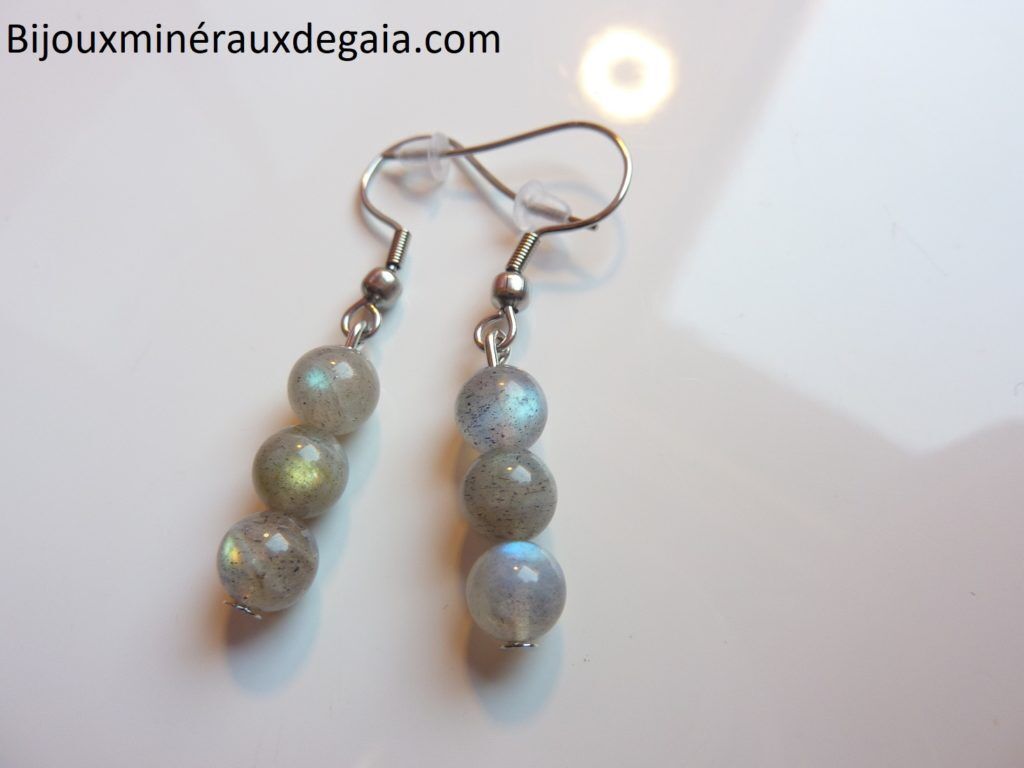 Boucles d'oreilles Labradorite 6 mm