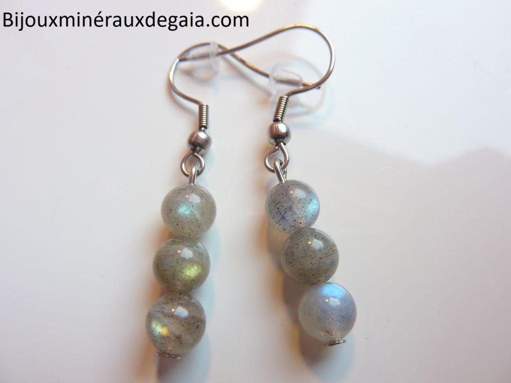 Boucles d'oreilles Labradorite 6 mm