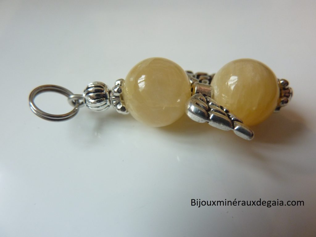 Pendentif Calcite orange Ange - Perles 10 mm