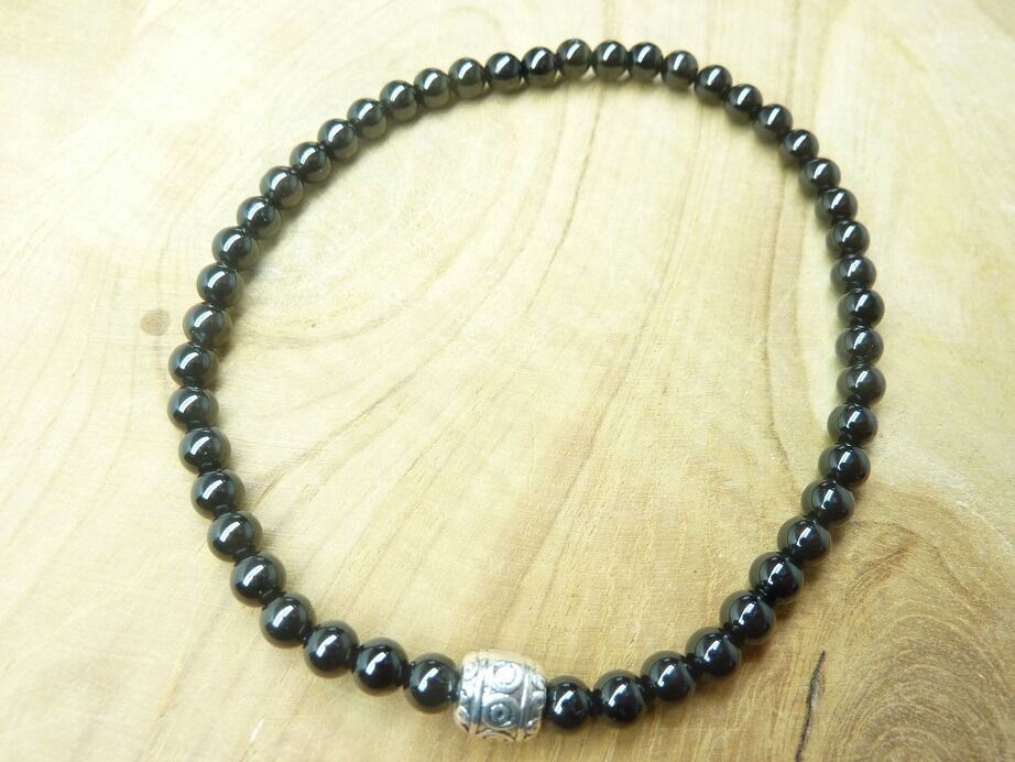 Bracelet Spinelle noir - Perles rondes 4 mm