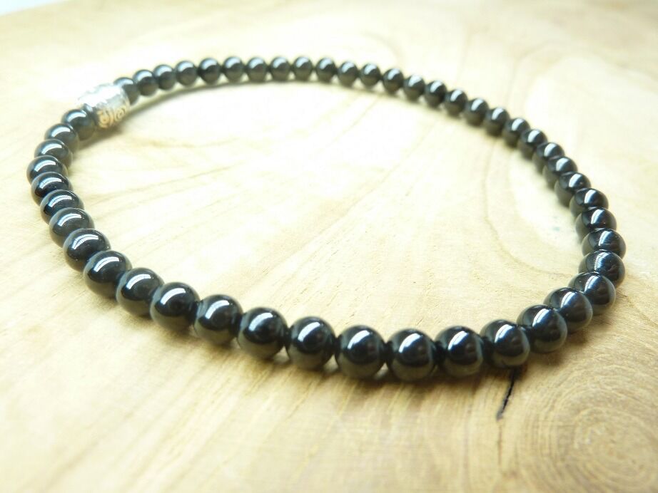 Bracelet Spinelle noir - Perles rondes 4 mm