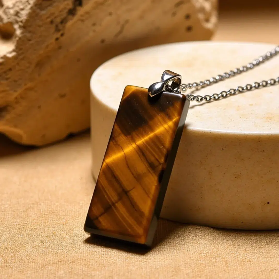 Pendentif Oeil de tigre Argent 925 protection et confiance en soi