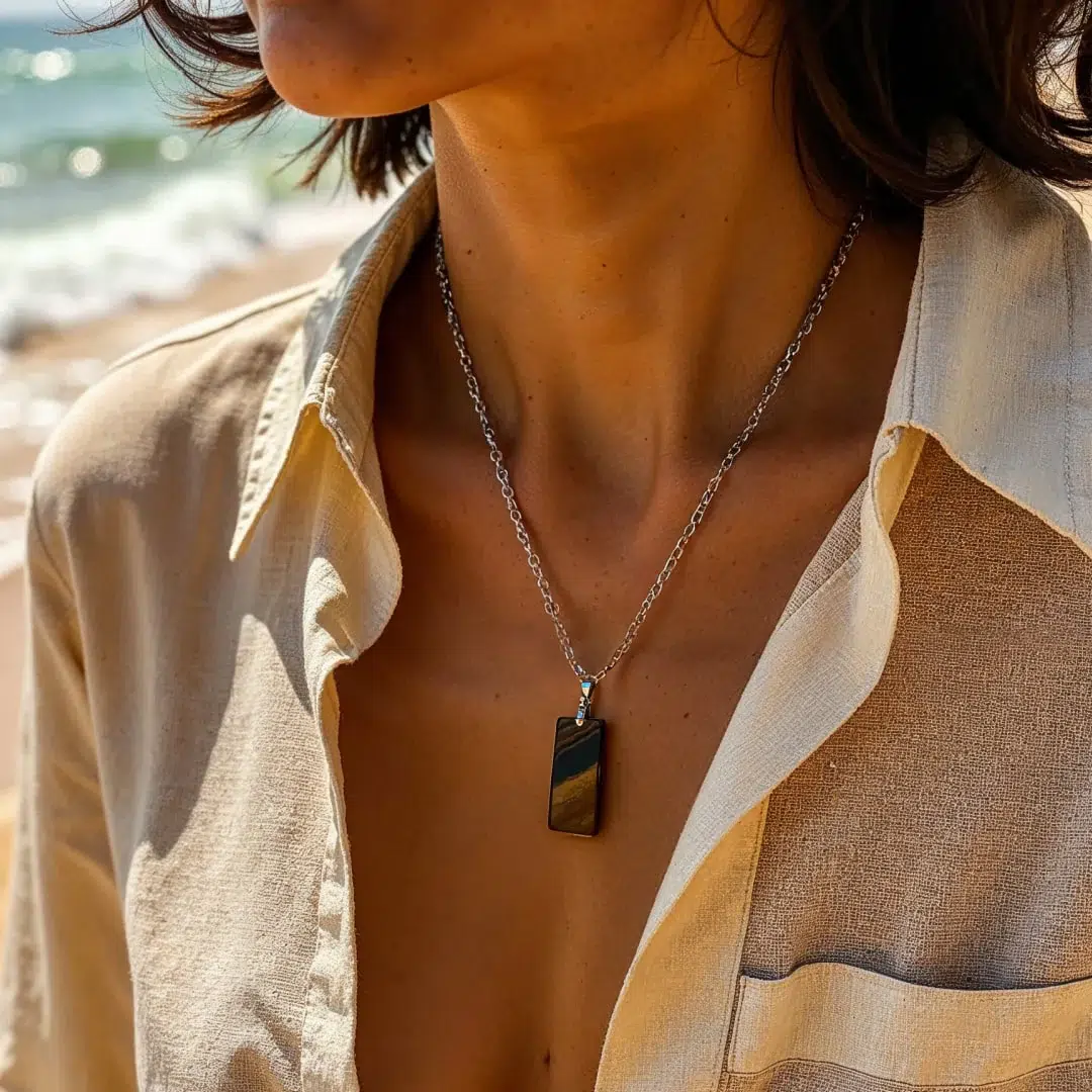 Pendentif Oeil de tigre Argent 925 protection et confiance en soi