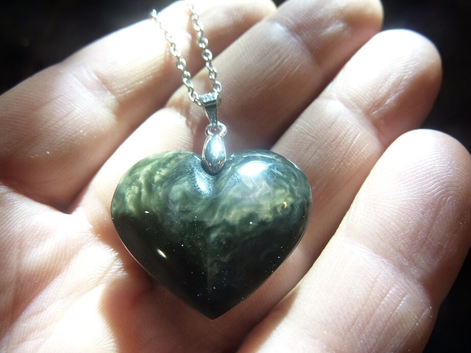 Pendentif coeur mentogochol ( Manta huichol ) argent 925 + chaine acier inoxydable 50 cm