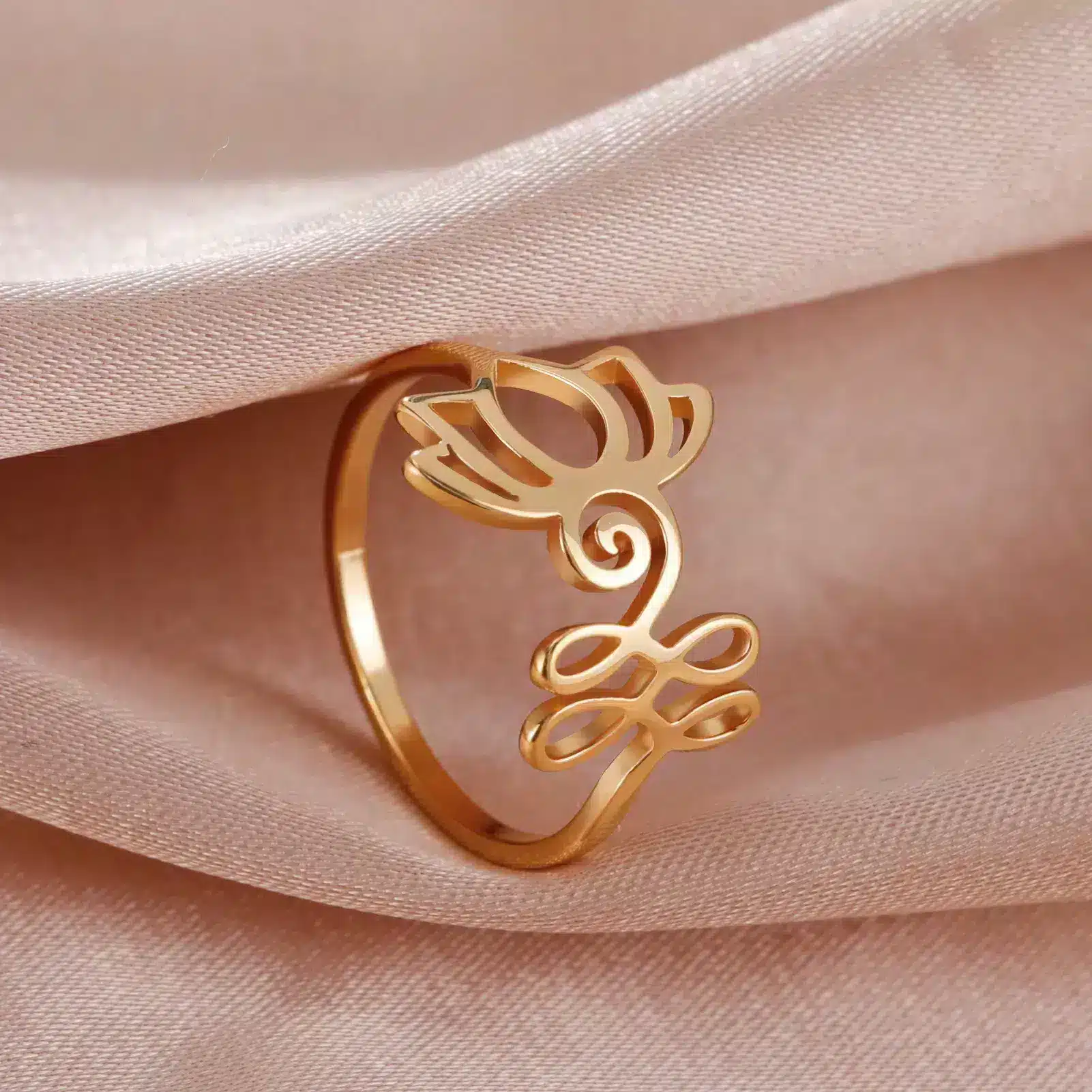 Bague fleur de Lotus Unalome Taille 59 ref Or