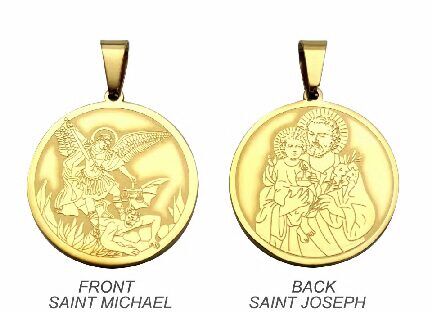 Collier pendentif protection Archange Michael st Michel et st Joseph ref or