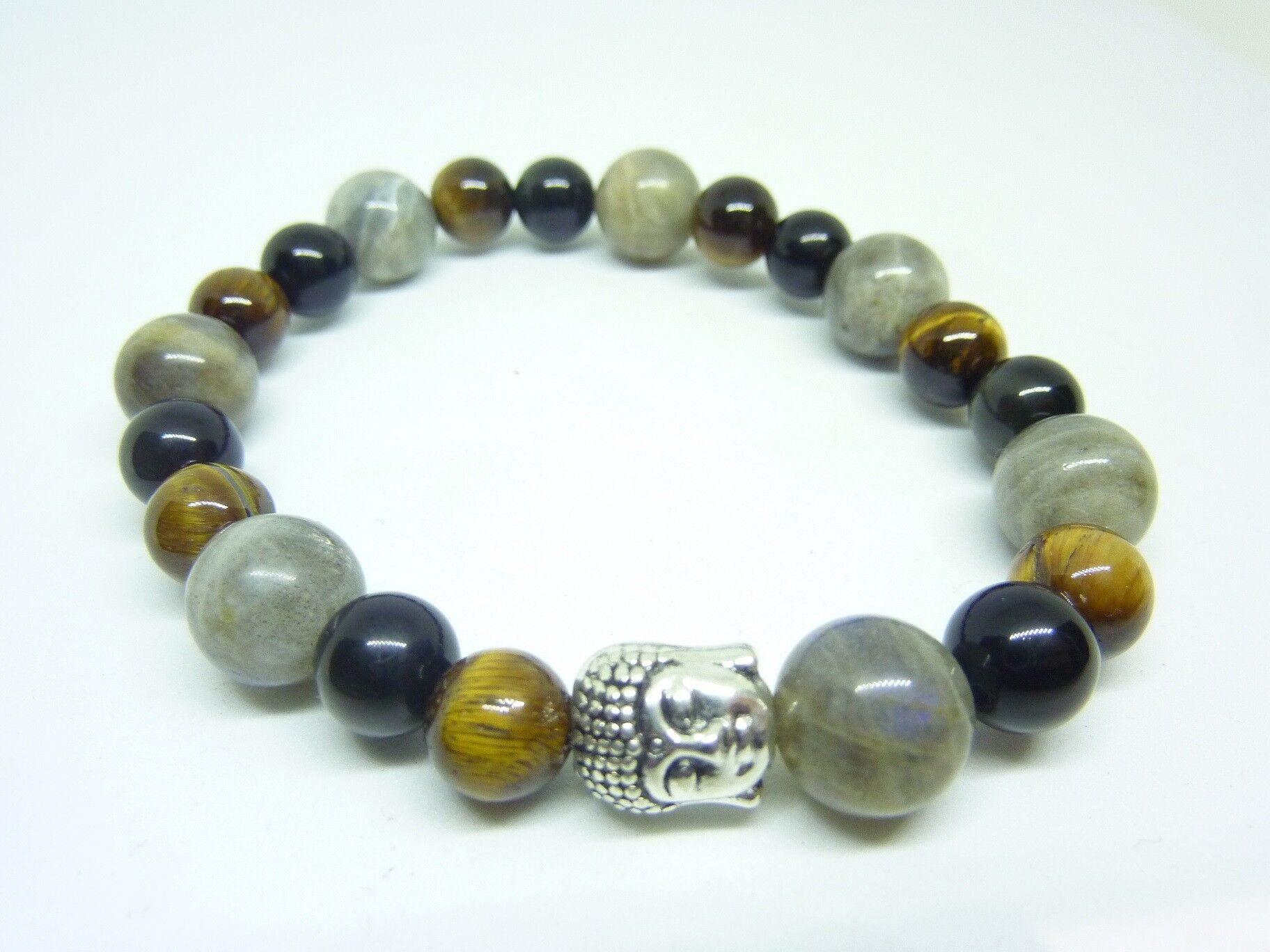 Bracelet protection Oeil de tigre-Obsidienne oeil céleste-Labradorite – Image 2