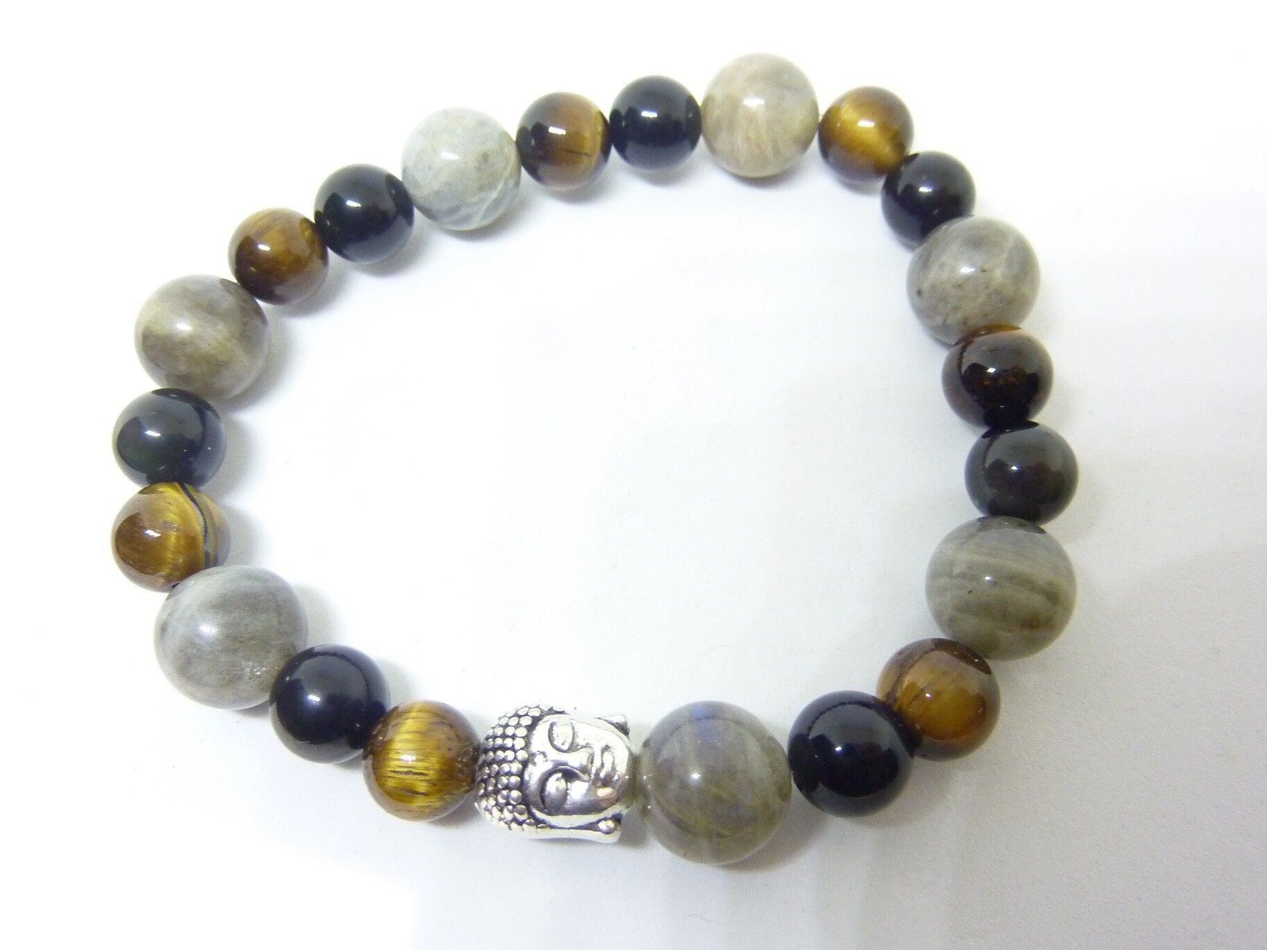 Bracelet protection Oeil de tigre-Obsidienne oeil céleste-Labradorite – Image 3