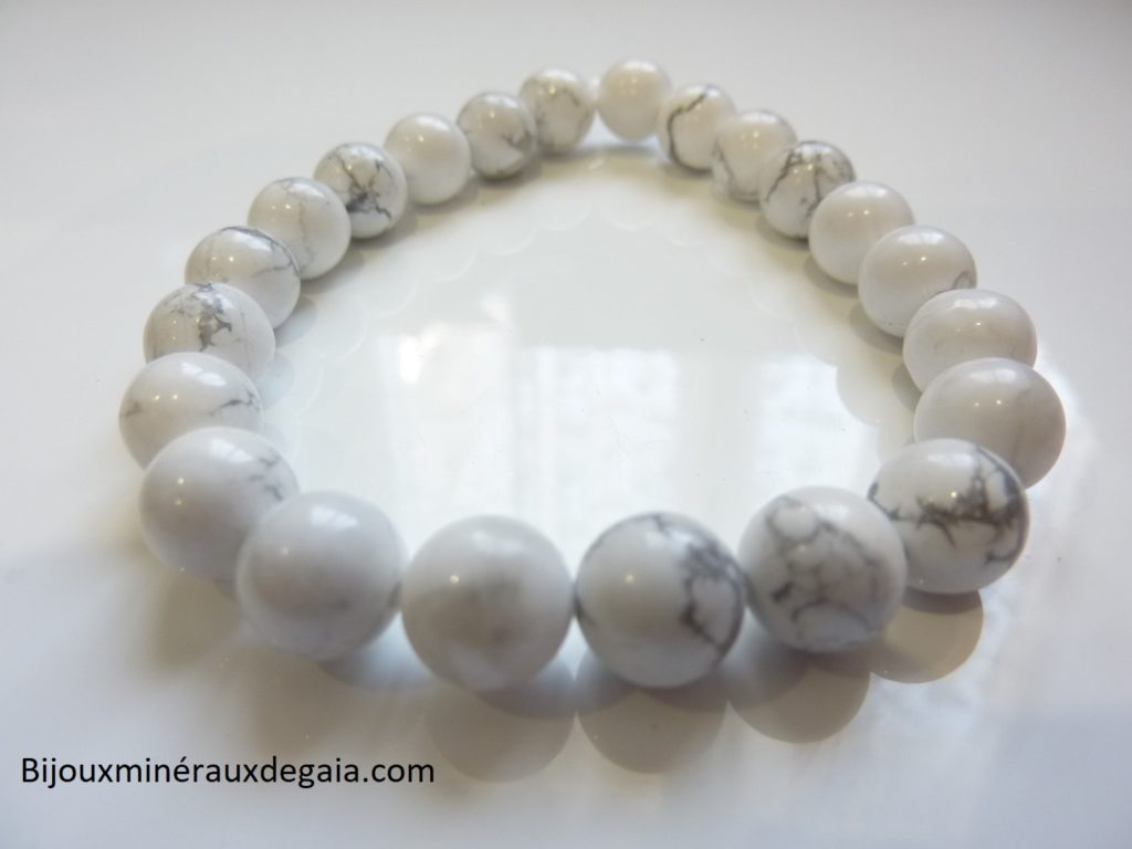 Bracelet Howlite - Perles rondes 8 mm