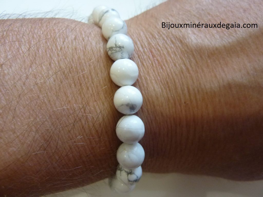 Bracelet Howlite - Perles rondes 8 mm