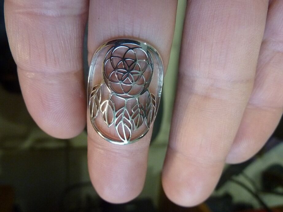 Bague Fleur de vie-attrape rêve réglable