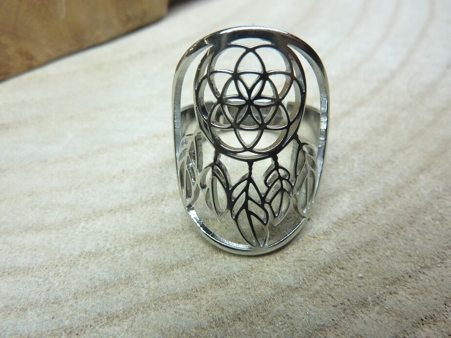 Bague Fleur de vie-attrape rêve réglable
