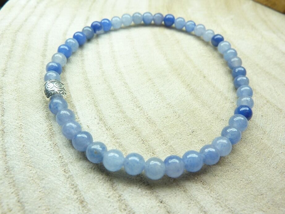 Bracelet Aventurine bleue - Perles rondes 4 mm