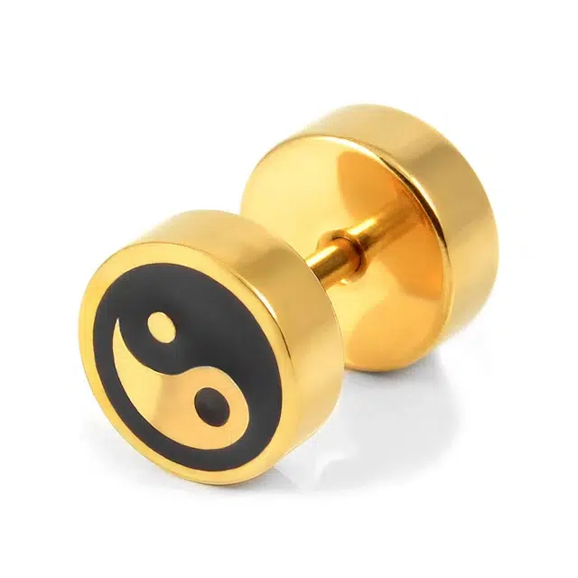 Boucle d'oreille yin & yang 8 mm ref Or