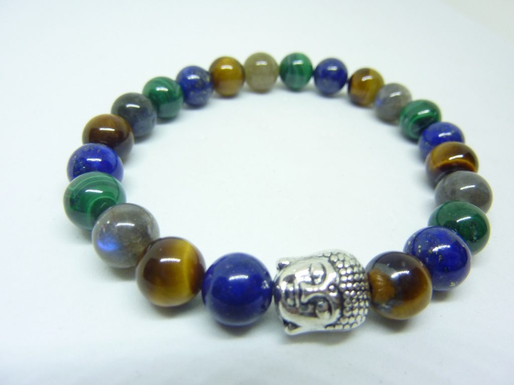 BRACELET PROTECTION MALACHITE-LAPIS LAZULI-OEIL DE TIGRE-LABRADORITE