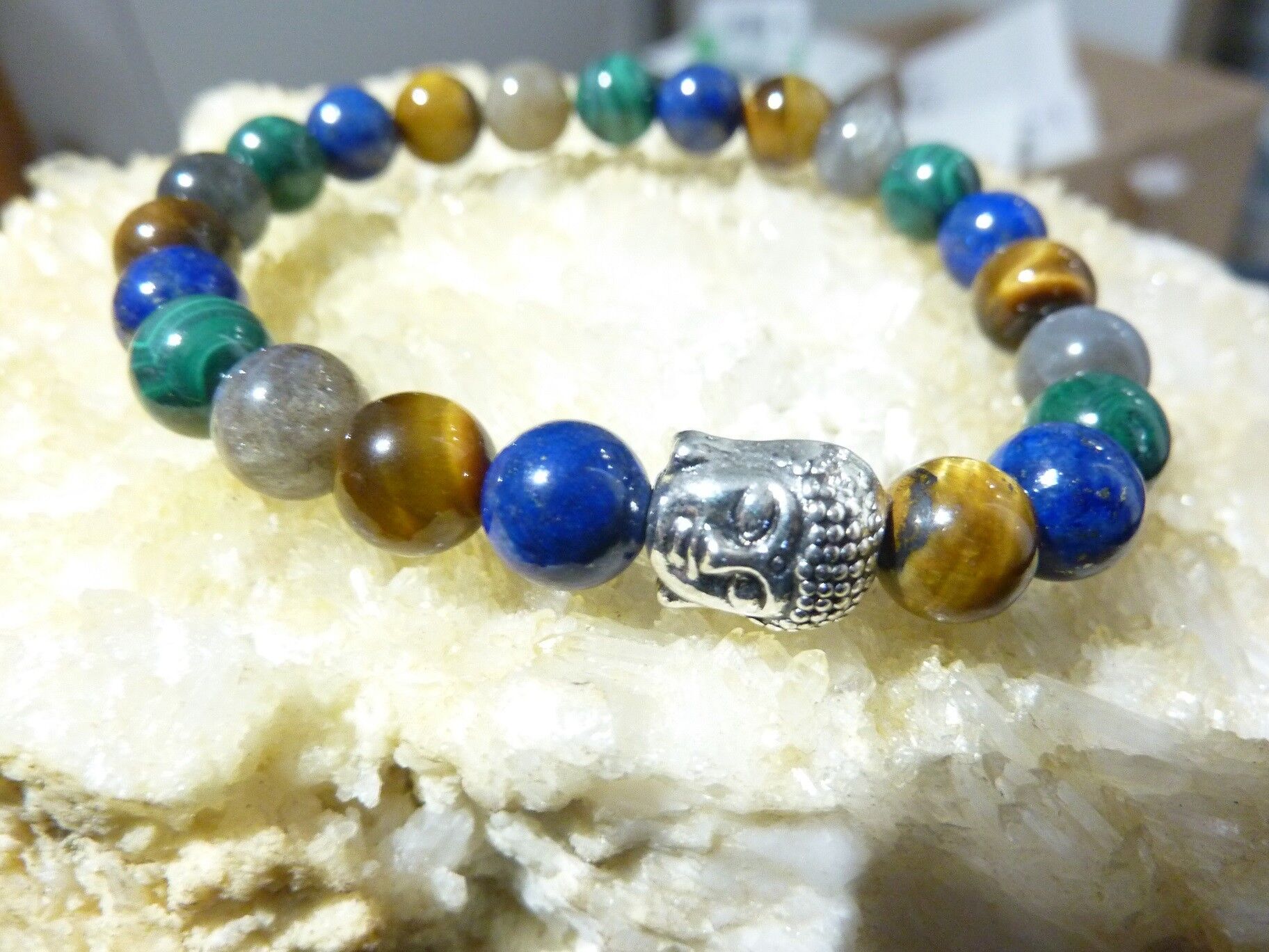 BRACELET PROTECTION MALACHITE-LAPIS LAZULI-OEIL DE TIGRE-LABRADORITE – Image 7