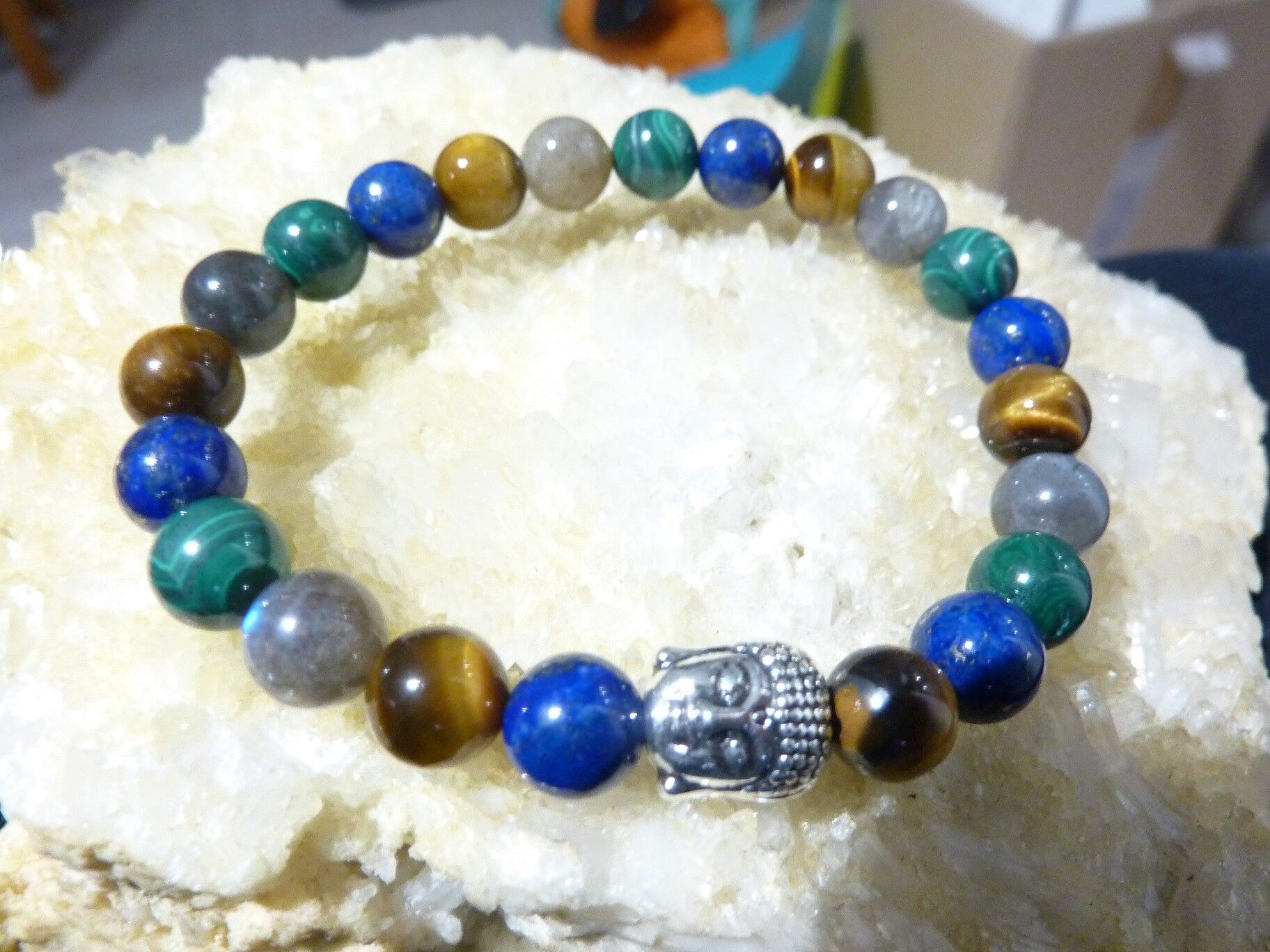 BRACELET PROTECTION MALACHITE-LAPIS LAZULI-OEIL DE TIGRE-LABRADORITE – Image 6
