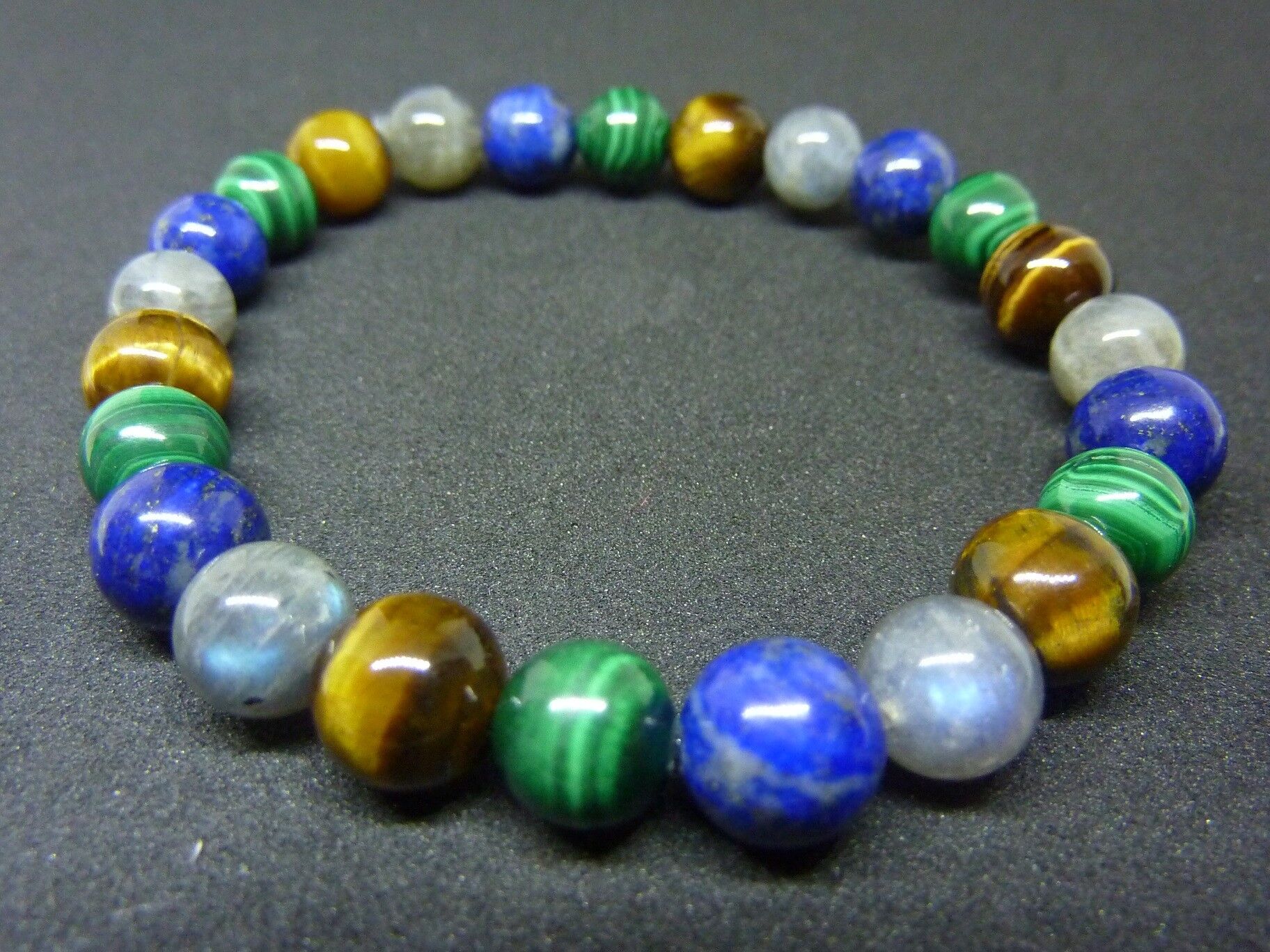 Bracelet Malachite-Lapis lazuli-oeil de tigre-Labradorite – Image 8