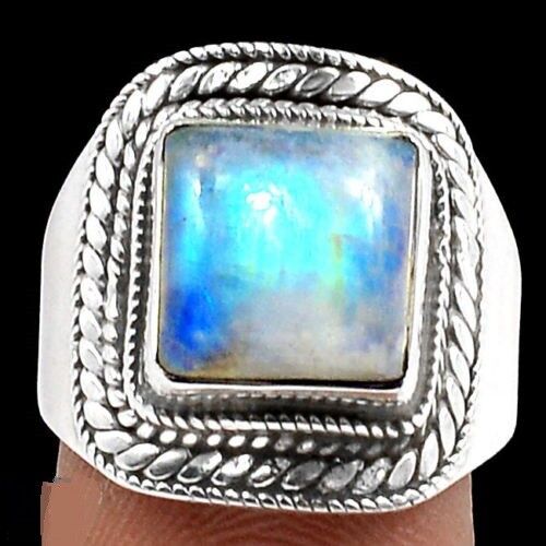 BAGUE PIERRE DE LUNE MONTURE EN ARGENT 925.TAILLE 57 3/4 REF 8279