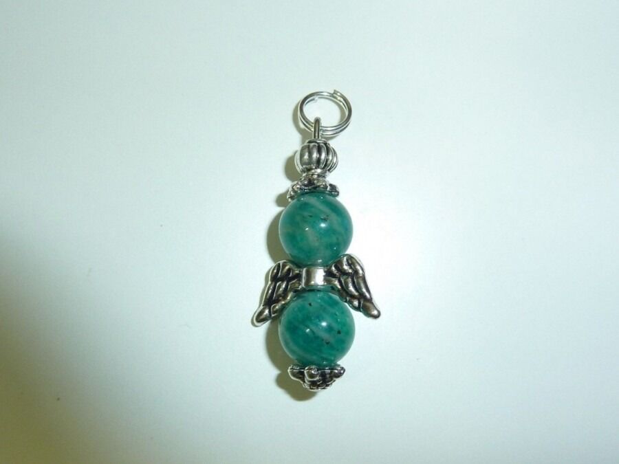 PENDENTIF AMAZONITE PERLES 8MM AILES D'ANGE