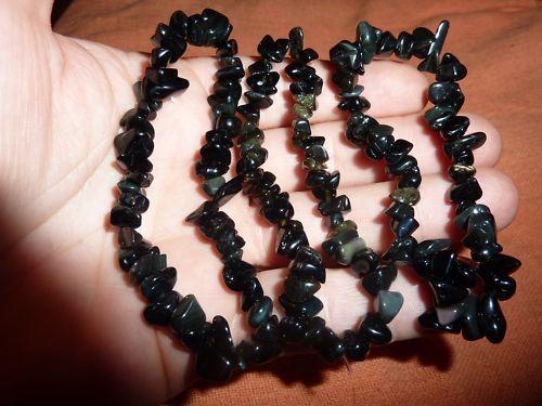 Lot de 3 bracelets obsidienne oeil celeste perles multiformes 6-10mm
