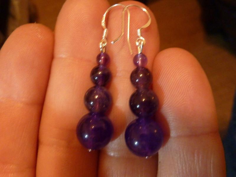 Boucles d'oreilles en pierres naturelles amethyste perles rondes 10-8-6-4mm