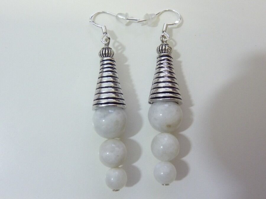 BOUCLES D'OREILLES EN PIERRE DE LUNE 10-8-6 MM