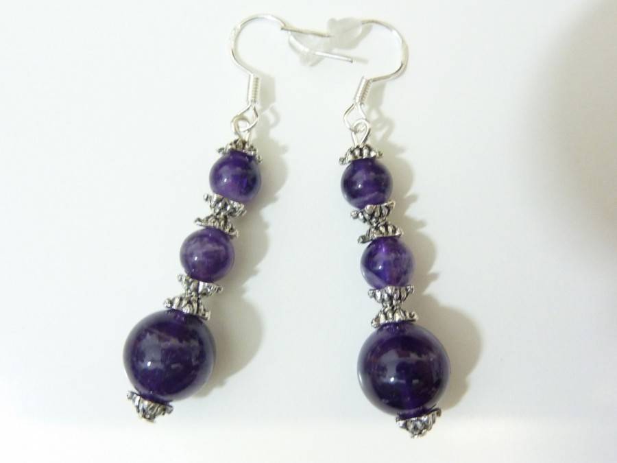 BOUCLES D'OREILLES AMETHYSTE 6 ET 10 MM