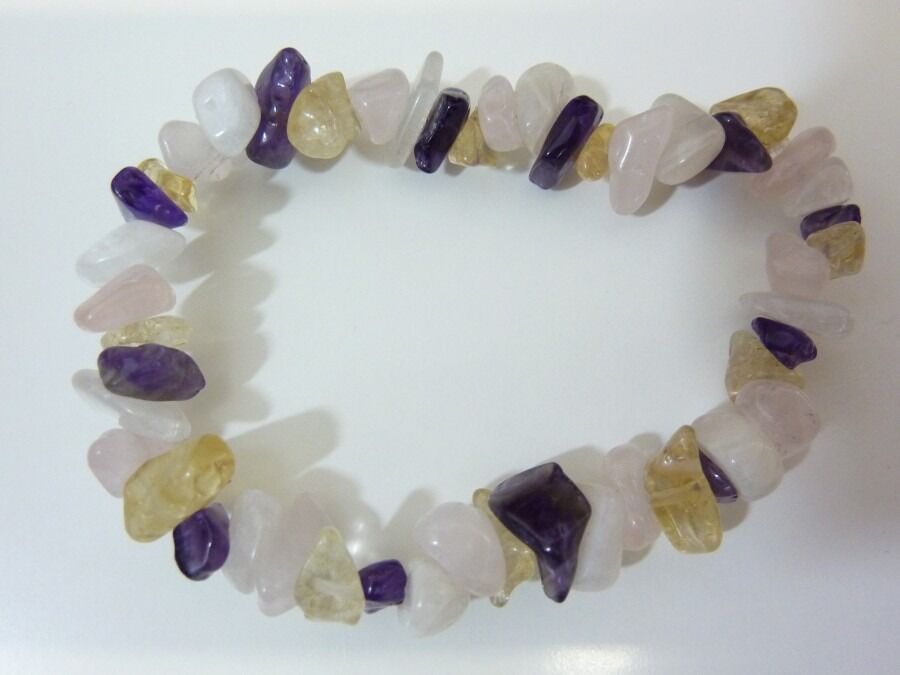 Bracelet citrine-pierre de lune-améthyste-quartz rose joie tendresse intuition
