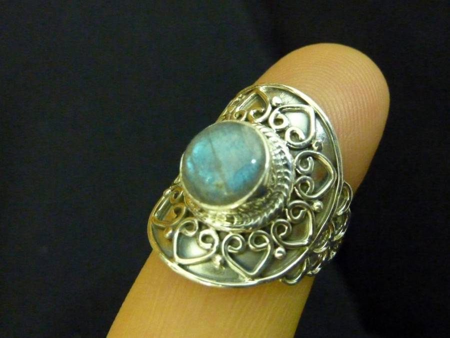 SUBLIME BAGUE EN LABRADORITE & ARGENT 925 TAILLE 57 3/4 REF 4383 – Image 2
