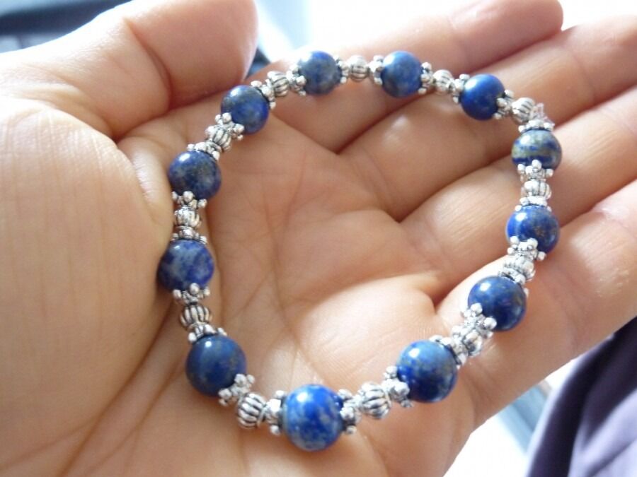 BRACELET LAPIS LAZULI NATURELLE DU PAKISTAN NON TRAITÉ NON COLORÉ – Image 2