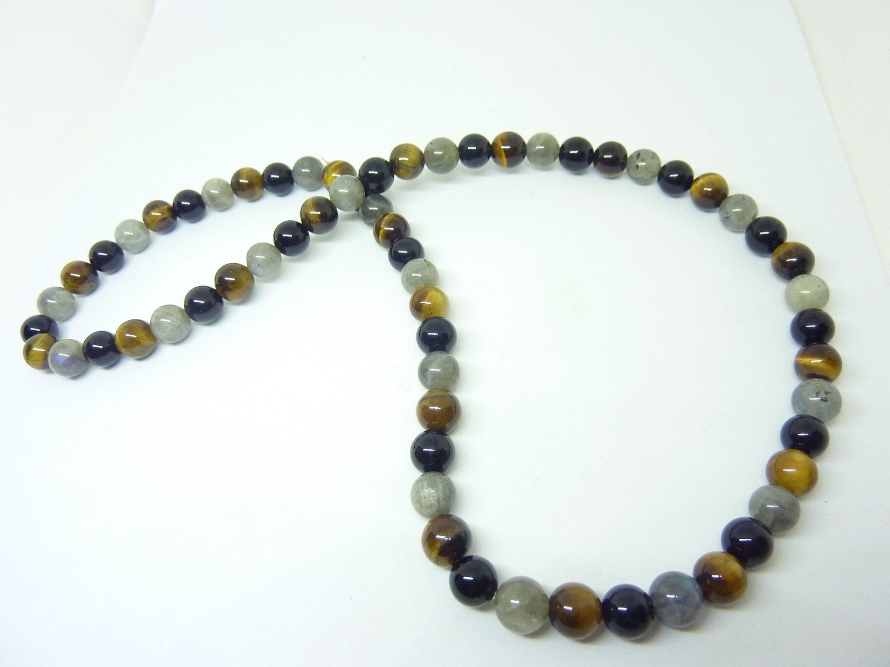 COLLIER PROTECTION EXTREME OEIL DE TIGRE-LABRADORITE-TOURMALINE NOIRE 8 MM – Image 5