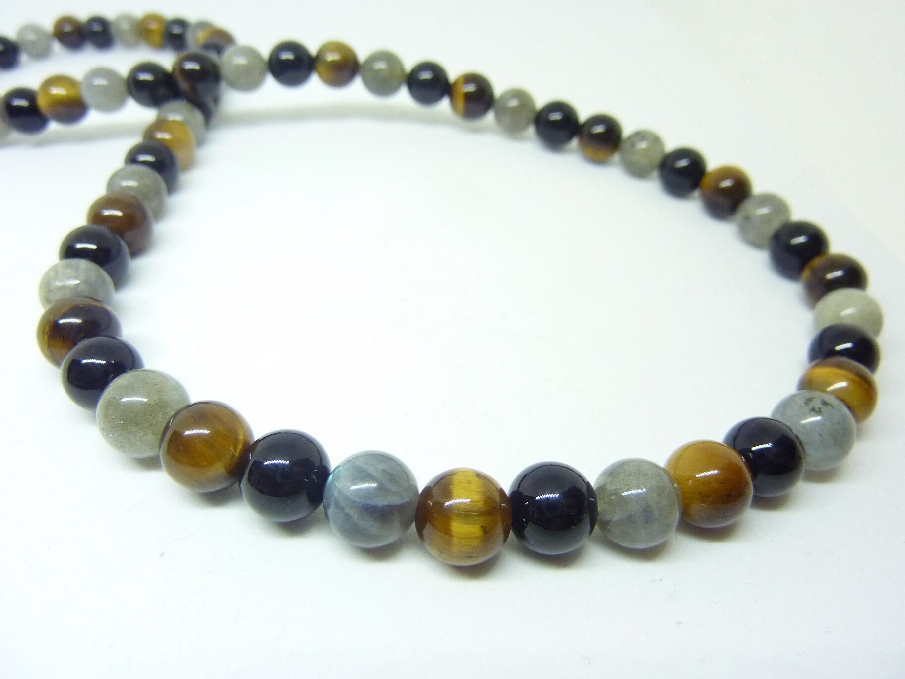 COLLIER PROTECTION EXTREME OEIL DE TIGRE-LABRADORITE-TOURMALINE NOIRE 8 MM – Image 3