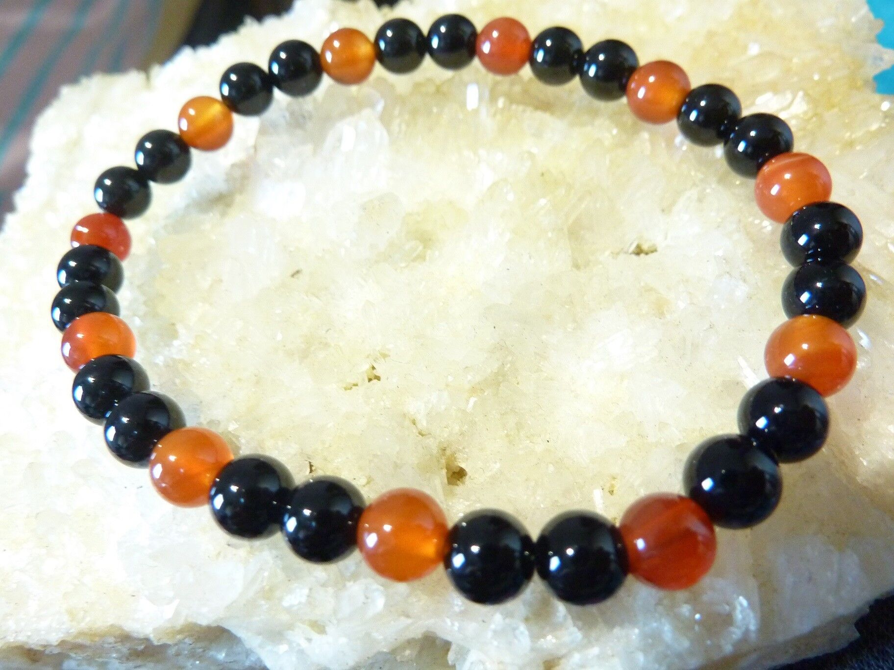 Bracelet cornaline tourmaline noire perles rondes 6mm – Image 5