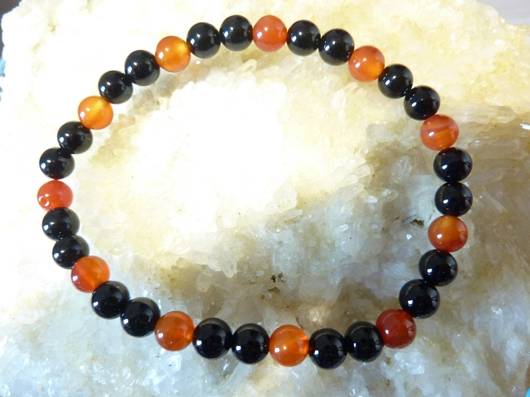 Bracelet cornaline tourmaline noire perles rondes 6mm – Image 4