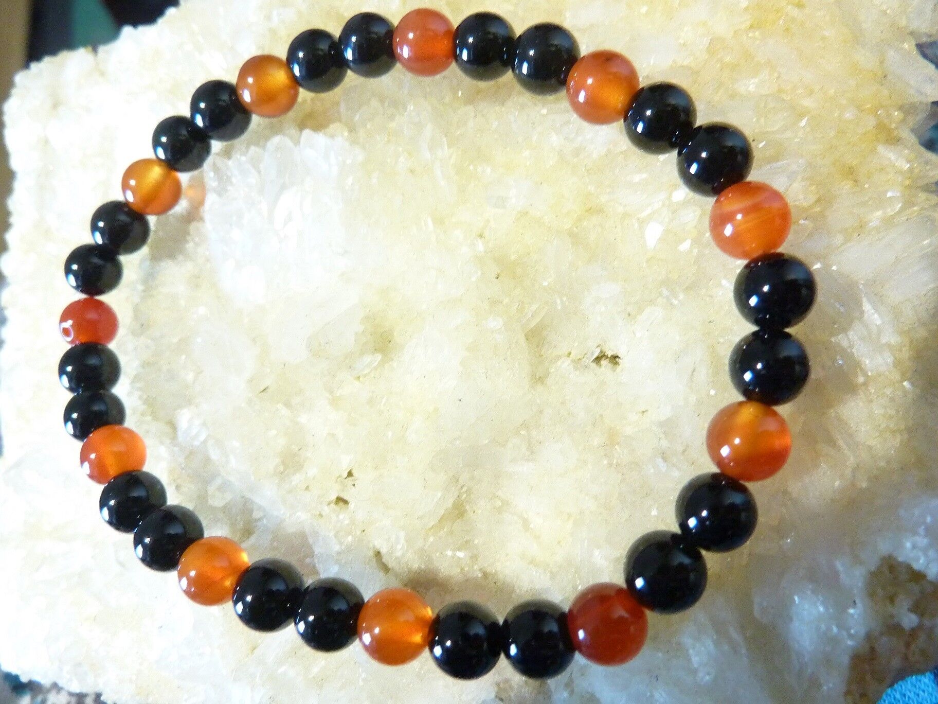 Bracelet cornaline tourmaline noire perles rondes 6mm – Image 3