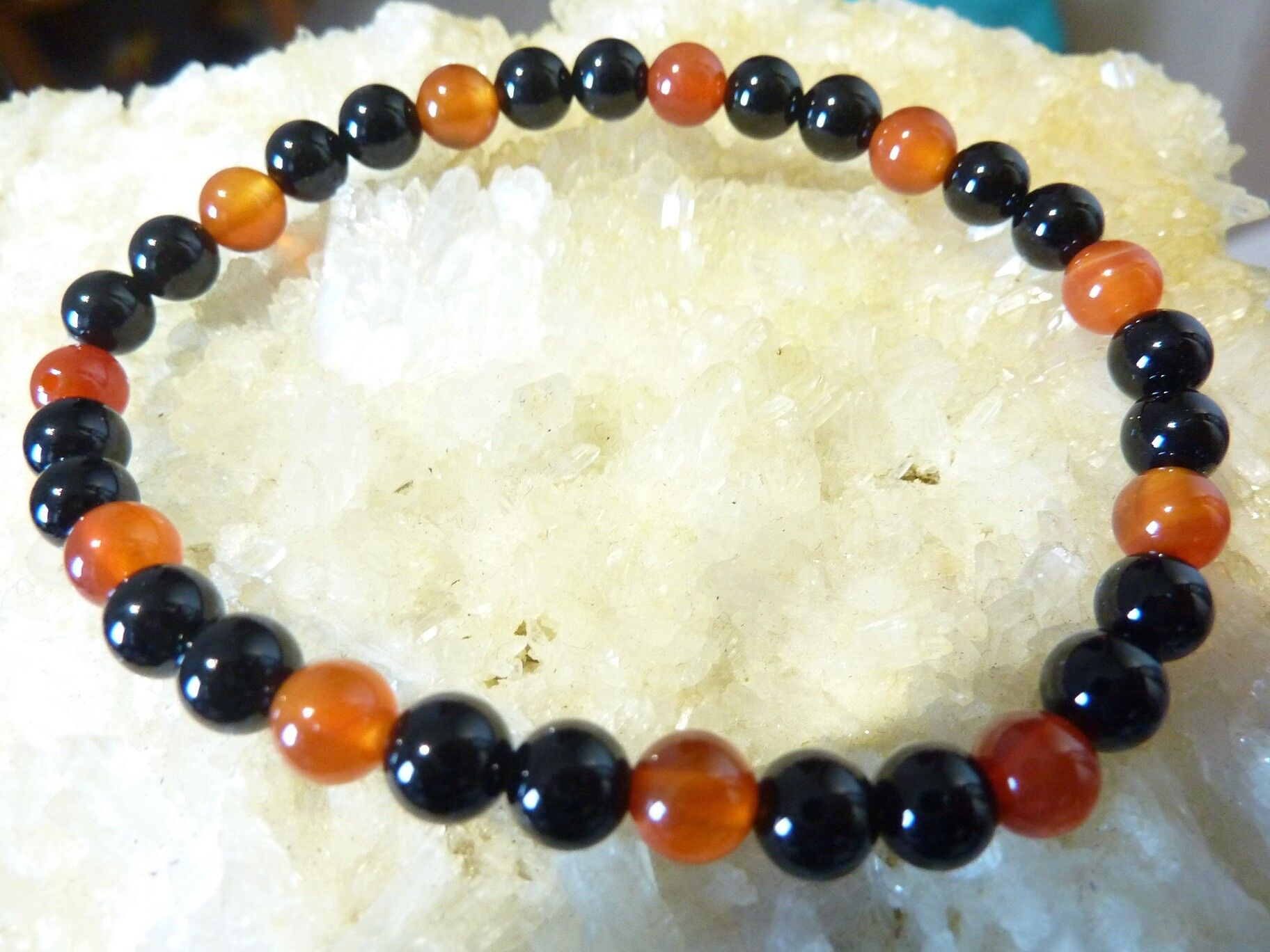 Bracelet cornaline tourmaline noire perles rondes 6mm – Image 2