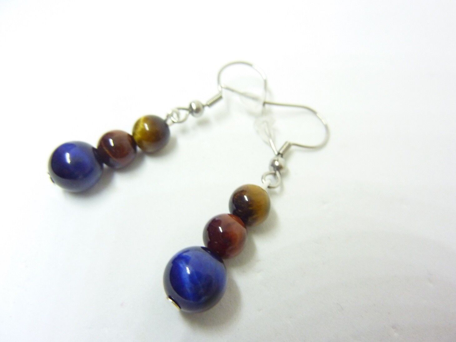 Boucles d'oreilles Oeil de tigre-oeil de faucon-oeil de taureau – Image 3