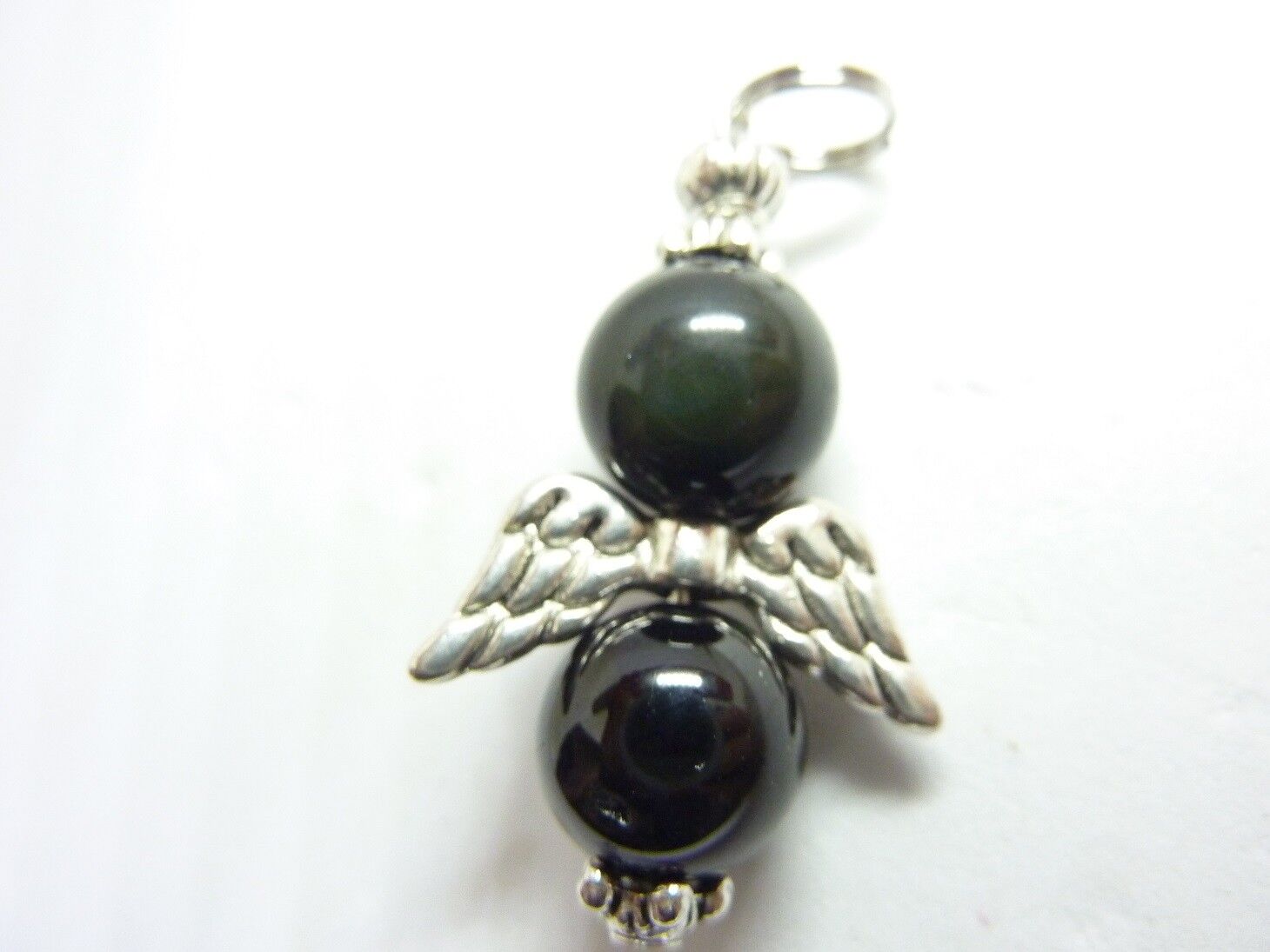 Pendentif Obsidienne oeil céleste-Spinelle noire : perles ronde 10 mm – Image 3