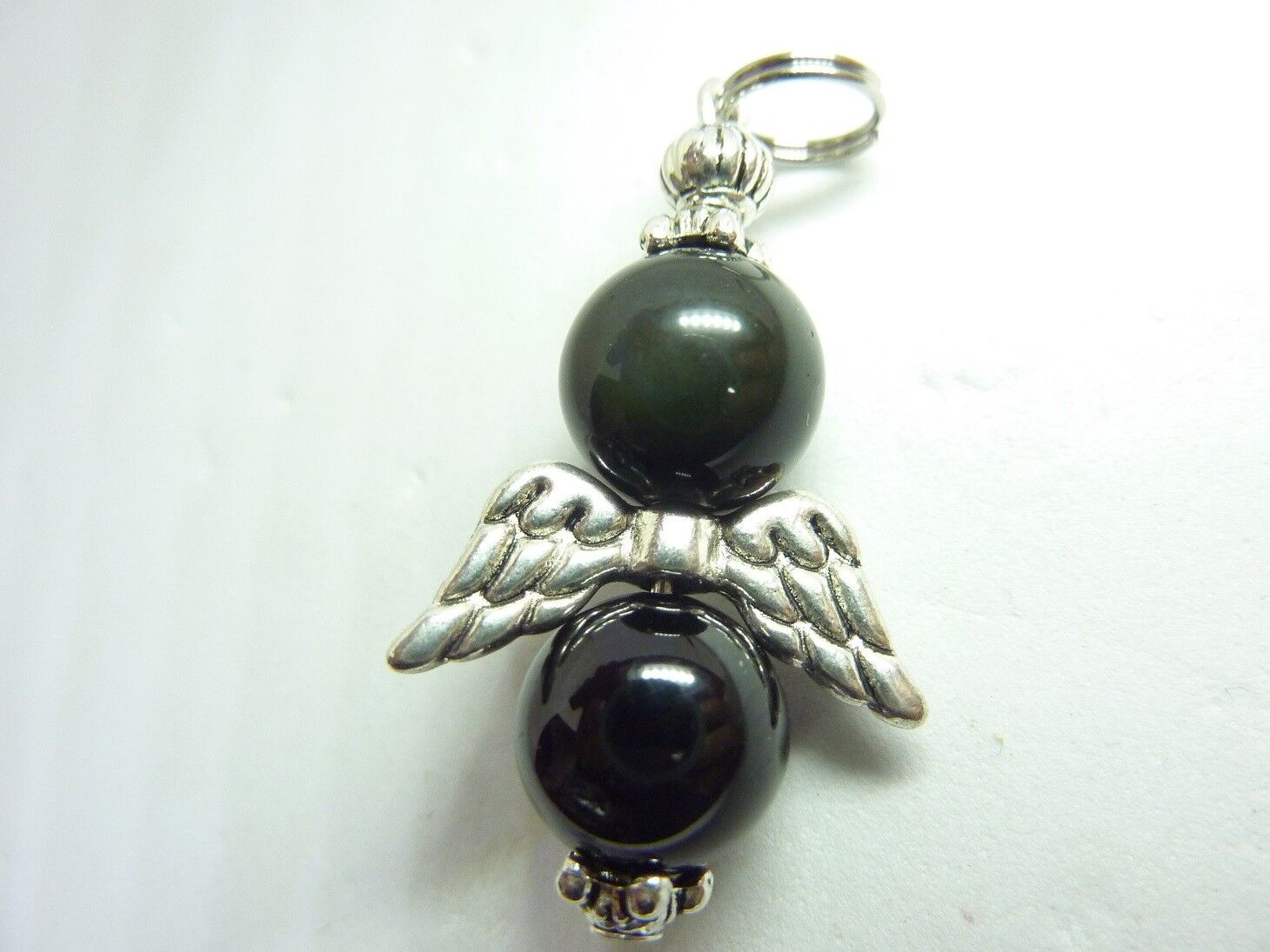 Pendentif Obsidienne oeil céleste-Spinelle noire : perles ronde 10 mm – Image 2