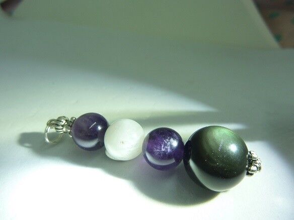 Pendentif Obsidienne oeil céleste-améthyste-pierre de lune-anti angoisse peur – Image 4