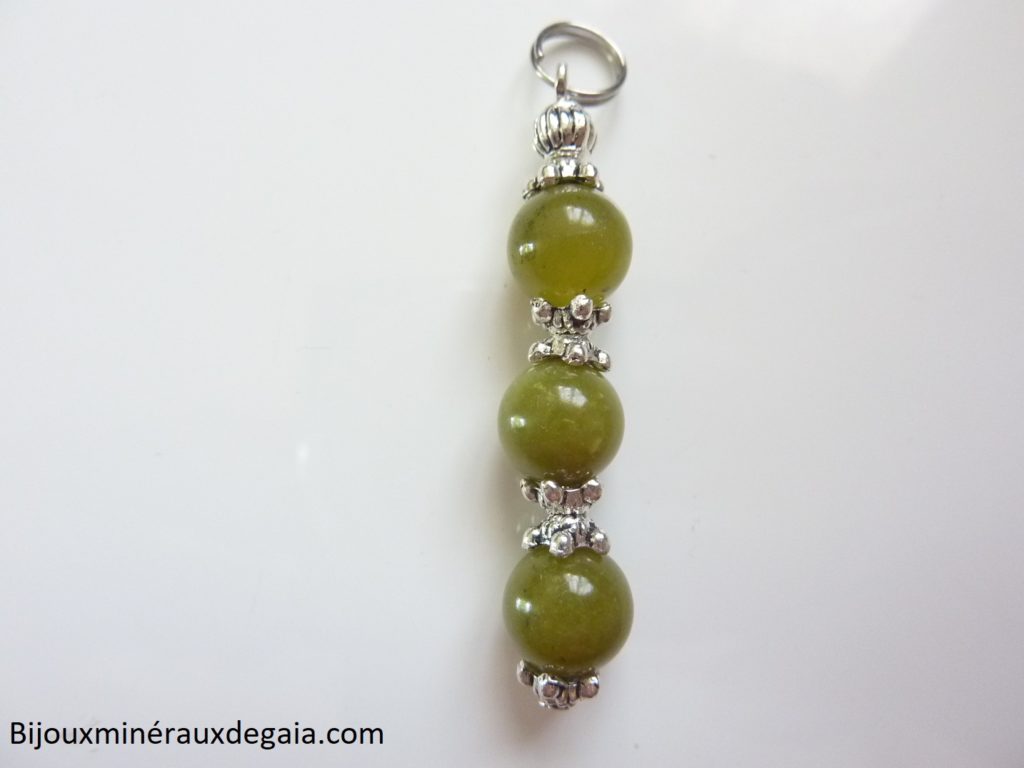 Pendentif protection-fatigue Peridot perles 8 mm