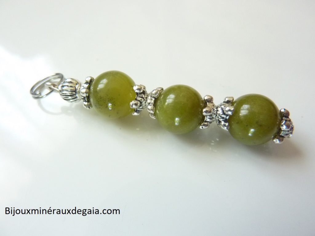 Pendentif protection-fatigue Peridot perles 8 mm